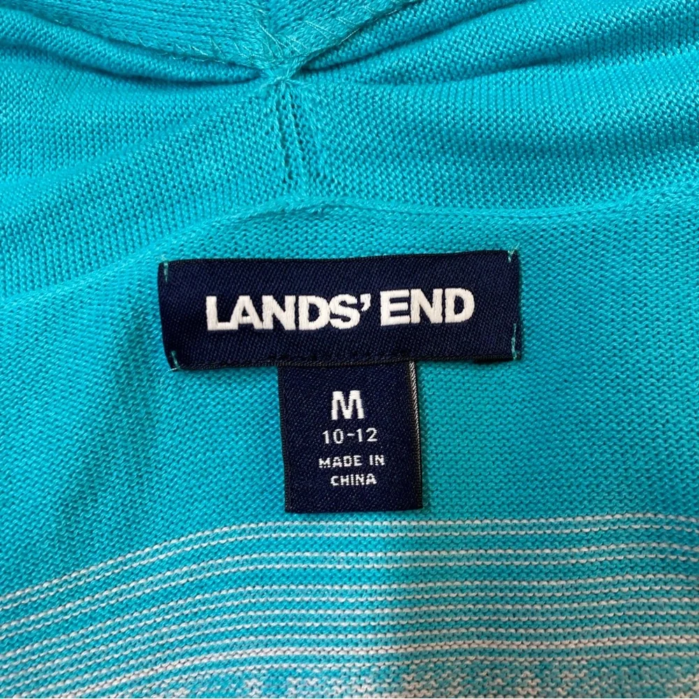 Lands' End Women's Multicolor Striped Open Cardigan size M 100% Cotton Pockets - Picture 5 of 8